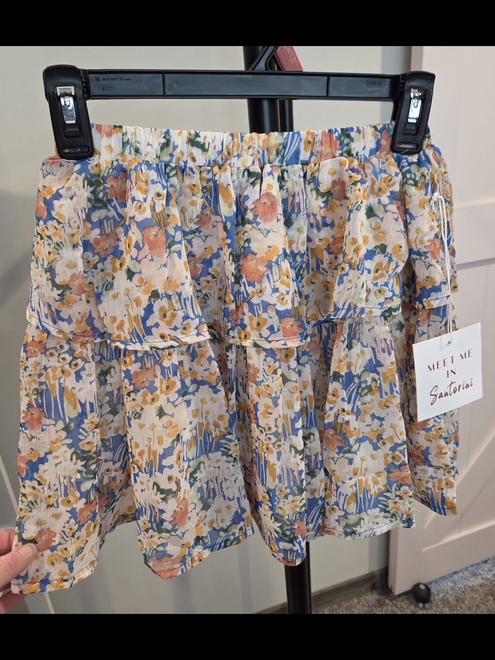 Santorini Floral Tiered Mini Skirt - Pastel Multi